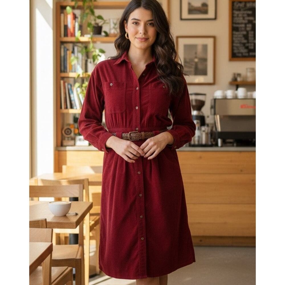 Vintage 90’s Liz Claiborne Red Corduroy Dress